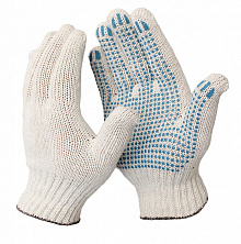 Перчатки хб с ПВХ оптом с доставкой по России Перчатки хб  с ПВХ 10 класс, 6 нитей, белые, L (22.5-23.5) фото