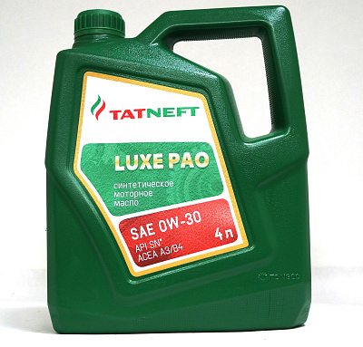 Масло моторное  Татнефть   LUXE  PAO   0W-30 Канистра    4  л фото 1